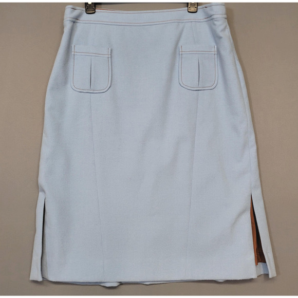 Etcetera Skirt Womens 16 Light Blue Pencil Back Zip Lined Front Pockets Career - Picture 1 of 11
